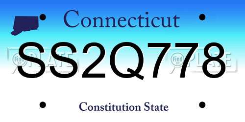 SS2Q778 Connecticut License Plate