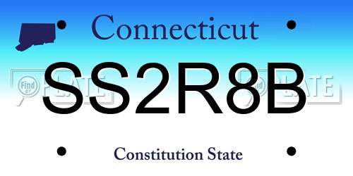 SS2R8B Connecticut License Plate