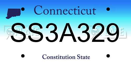SS3A329 Connecticut License Plate