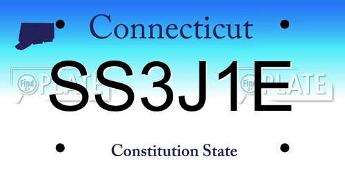 SS3J1E Connecticut License Plate
