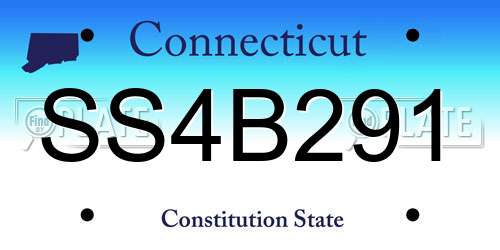 SS4B291 Connecticut License Plate