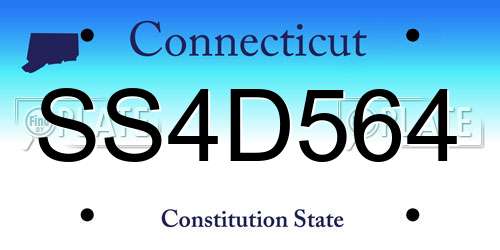 SS4D564 Connecticut License Plate