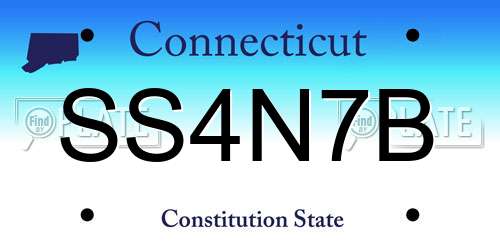 SS4N7B Connecticut License Plate