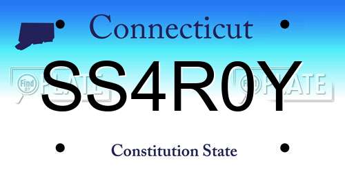 SS4R0Y Connecticut License Plate