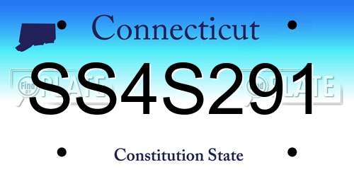 SS4S291 Connecticut License Plate