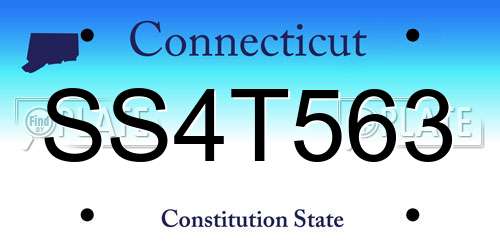 SS4T563 Connecticut License Plate