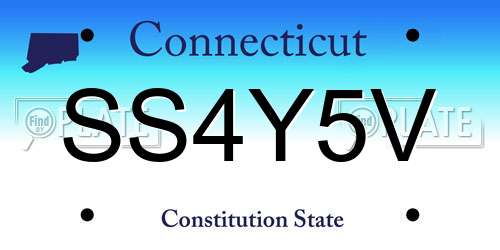SS4Y5V Connecticut License Plate