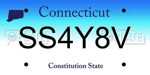 SS4Y8V Connecticut License Plate