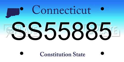 SS55885 Connecticut License Plate