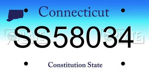 SS58034 Connecticut License Plate
