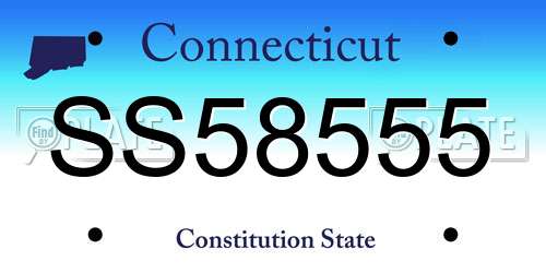 SS58555 Connecticut License Plate
