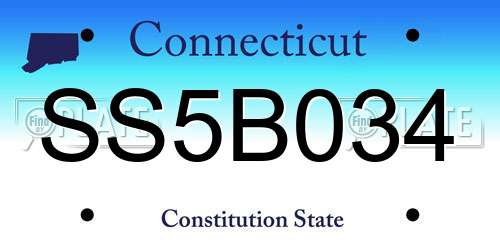SS5B034 Connecticut License Plate
