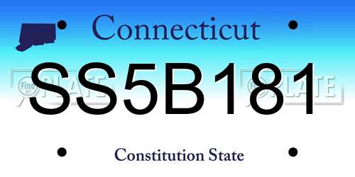SS5B181 Connecticut License Plate