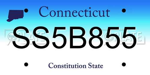SS5B855 Connecticut License Plate