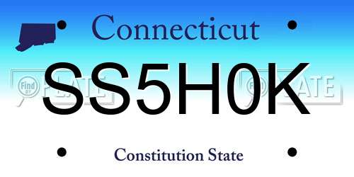 SS5H0K Connecticut License Plate