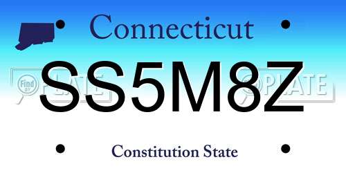 SS5M8Z Connecticut License Plate