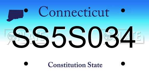SS5S034 Connecticut License Plate