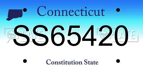 SS65420 Connecticut License Plate