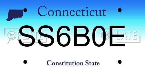 SS6B0E Connecticut License Plate