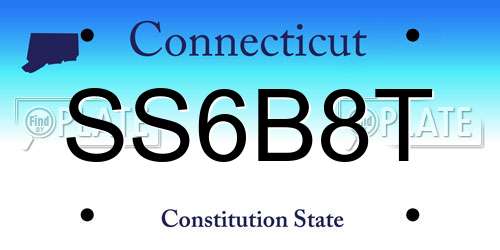 SS6B8T Connecticut License Plate