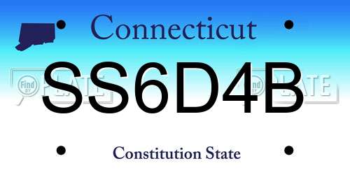 SS6D4B Connecticut License Plate