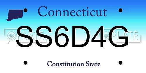 SS6D4G Connecticut License Plate