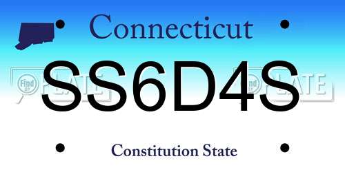 SS6D4S Connecticut License Plate