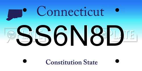 SS6N8D Connecticut License Plate