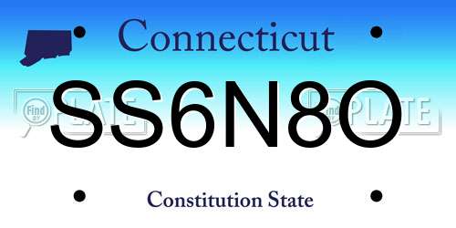 SS6N8O Connecticut License Plate