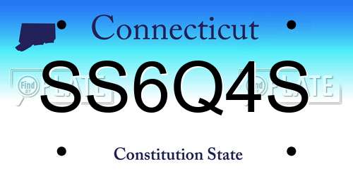 SS6Q4S Connecticut License Plate