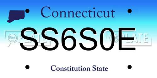 SS6S0E Connecticut License Plate