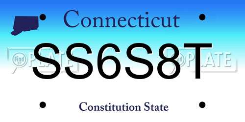 SS6S8T Connecticut License Plate