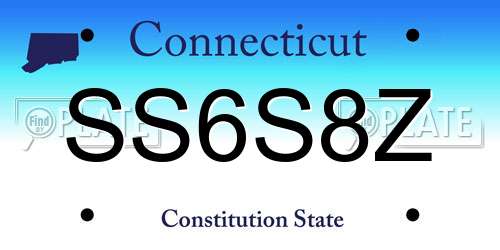 SS6S8Z Connecticut License Plate