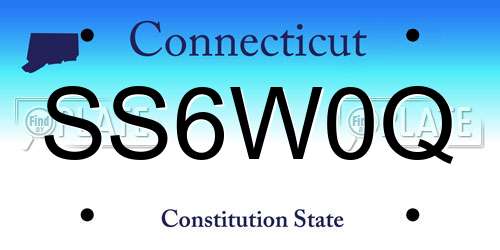 SS6W0Q Connecticut License Plate