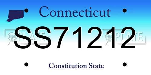 SS71212 Connecticut License Plate