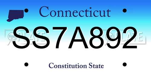 SS7A892 Connecticut License Plate