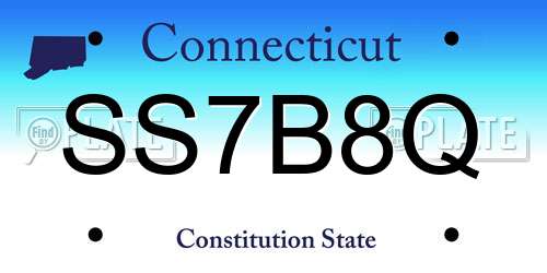 SS7B8Q Connecticut License Plate