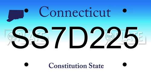 SS7D225 Connecticut License Plate