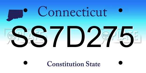SS7D275 Connecticut License Plate