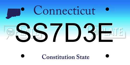 SS7D3E Connecticut License Plate