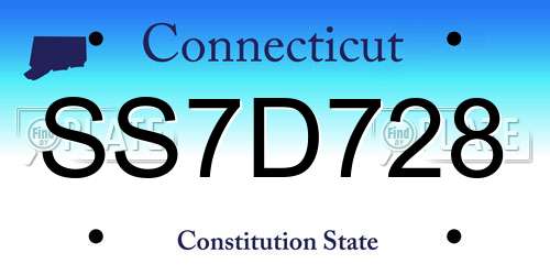 SS7D728 Connecticut License Plate