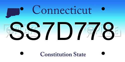 SS7D778 Connecticut License Plate