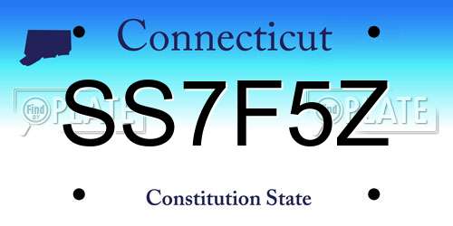 SS7F5Z Connecticut License Plate