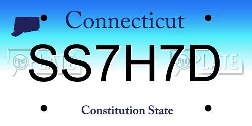 SS7H7D Connecticut License Plate
