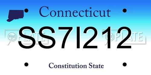 SS7I212 Connecticut License Plate