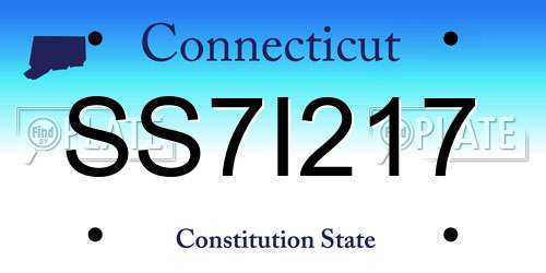 SS7I217 Connecticut License Plate