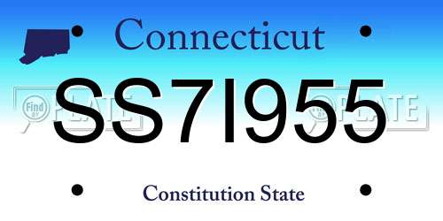 SS7I955 Connecticut License Plate