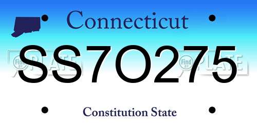 SS7O275 Connecticut License Plate