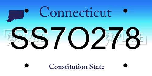 SS7O278 Connecticut License Plate