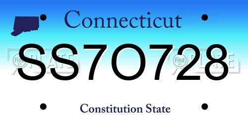 SS7O728 Connecticut License Plate